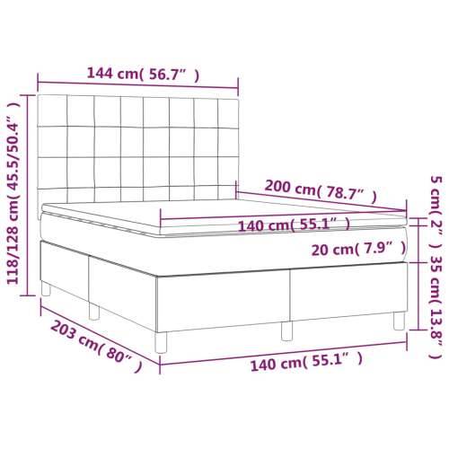 Krevet box spring s madracem LED smeđesivi 140x200 cm tkanina - Sivo-smeđa 140 x 200 cm Blok s kvadratima Cijena