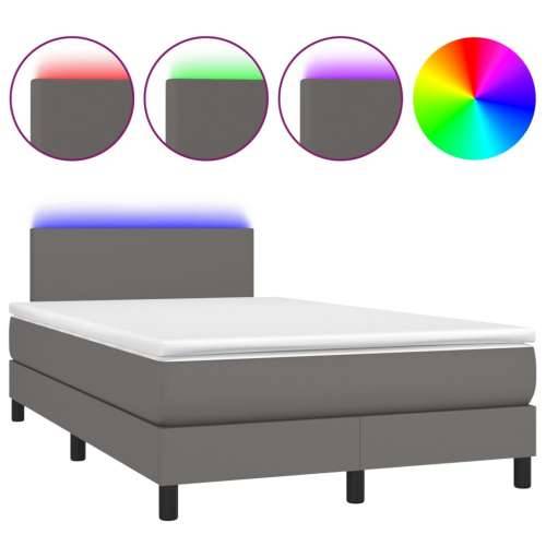 Krevet box spring s madracem LED sivi 120x200cm od umjetne kože - Siva 120 x 200 cm Gladak dizajn Cijena