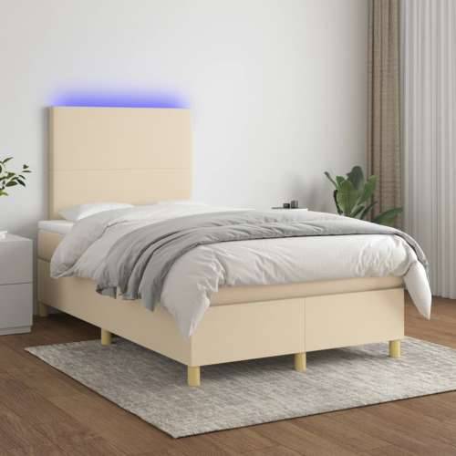 Krevet box spring s madracem LED krem 120 x 200 cm od tkanine - Krema 120 x 200 cm Gladak dizajn Cijena