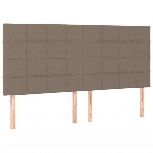 Krevet box spring s madracem LED smeđesivi 200x200 cm tkanina - Sivo-smeđa 200 x 200 cm Blok s kvadratima Cijena