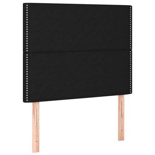 Krevet box spring s madracem LED crni 80 x 200 cm od tkanine - Crna 80 x 200 cm Obično s čavlima Cijena