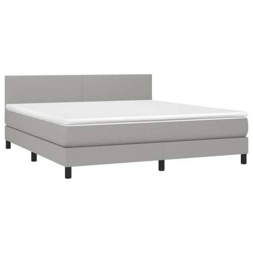Krevet box spring s madracem LED svjetlosivi 160x200 cm tkanina - Svjetlosiva 160 x 200 cm Gladak dizajn Cijena
