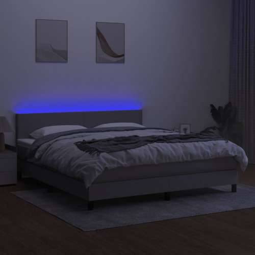 Krevet box spring s madracem LED svjetlosivi 160x200 cm tkanina - Svjetlosiva 160 x 200 cm Gladak dizajn Cijena