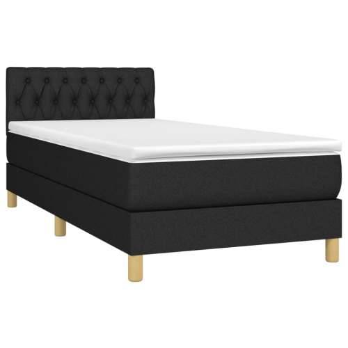 Krevet box spring s madracem LED crni 100x200 cm od tkanine - Crna 100 x 200 cm Dizajn s gumbima Cijena