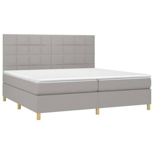 Krevet box spring s madracem LED svjetlosivi 200x200 cm tkanina - Svjetlosiva 200 x 200 cm Blok s kvadratima Cijena
