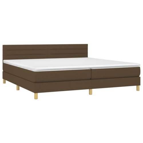 Krevet box spring s madracem LED tamnosmeđi 200x200 cm tkanina - Tamno smeđa 200 x 200 cm vodoravne pruge Cijena