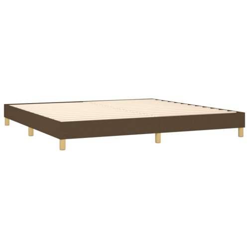 Krevet box spring s madracem LED tamnosmeđi 200x200 cm tkanina - Tamno smeđa 200 x 200 cm vodoravne pruge Cijena