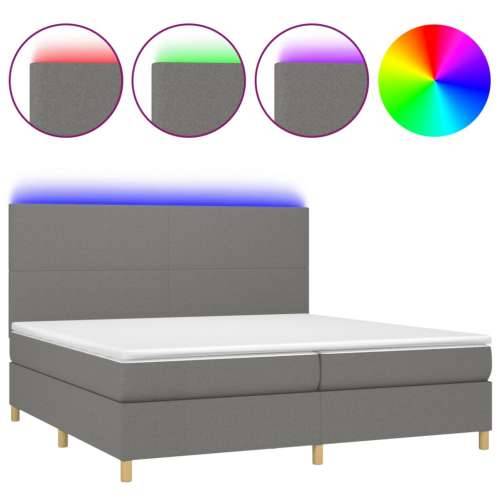Krevet box spring s madracem LED tamnosivi 200x200 cm tkanina - Tamno siva 200 x 200 cm Gladak dizajn Cijena