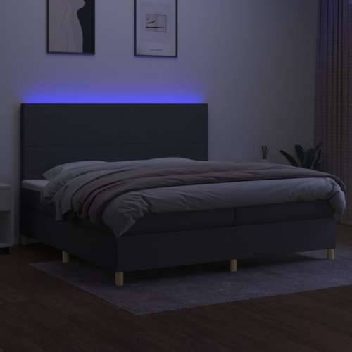 Krevet box spring s madracem LED tamnosivi 200x200 cm tkanina - Tamno siva 200 x 200 cm Gladak dizajn Cijena