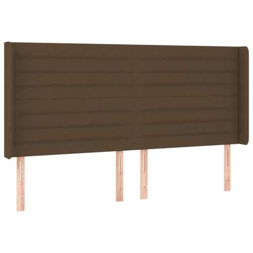 Krevet box spring s madracem LED tamnosmeđi 160x200 cm tkanina - Tamno smeđa 160 x 200 cm vodoravne pruge Cijena