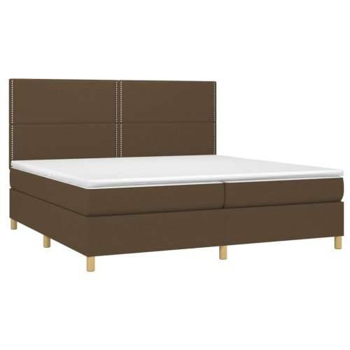 Krevet box spring s madracem LED tamnosmeđi 200x200 cm tkanina - Tamno smeđa 200 x 200 cm Obično s čavlima Cijena