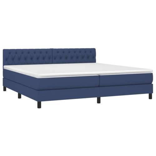 Krevet box spring s madracem LED plavi 200x200 cm od tkanine - Plava 200 x 200 cm Dizajn s gumbima Cijena