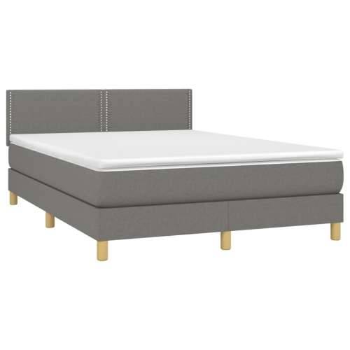 Krevet box spring s madracem LED tamnosivi 140x200 cm tkanina - Tamno siva 140 x 200 cm Obično s čavlima Cijena