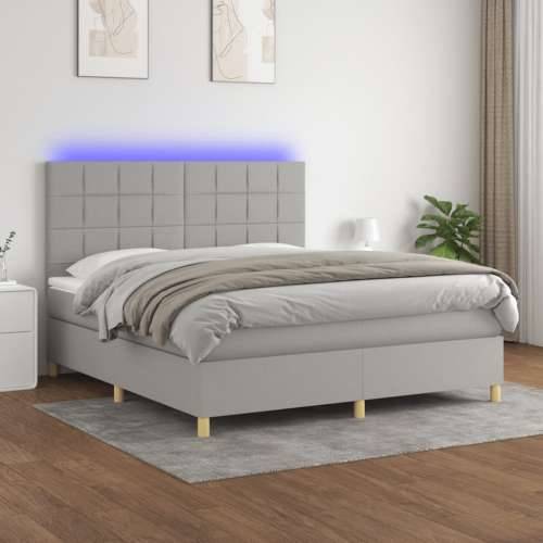 Krevet box spring s madracem LED svjetlosivi 180x200 cm tkanina - Svjetlosiva 180 x 200 cm Blok s kvadratima Cijena