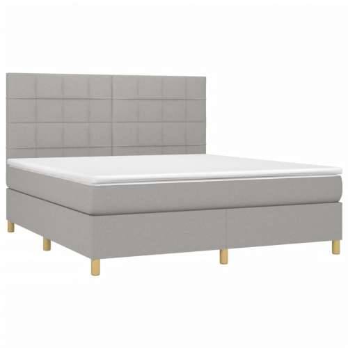 Krevet box spring s madracem LED svjetlosivi 180x200 cm tkanina - Svjetlosiva 180 x 200 cm Blok s kvadratima Cijena