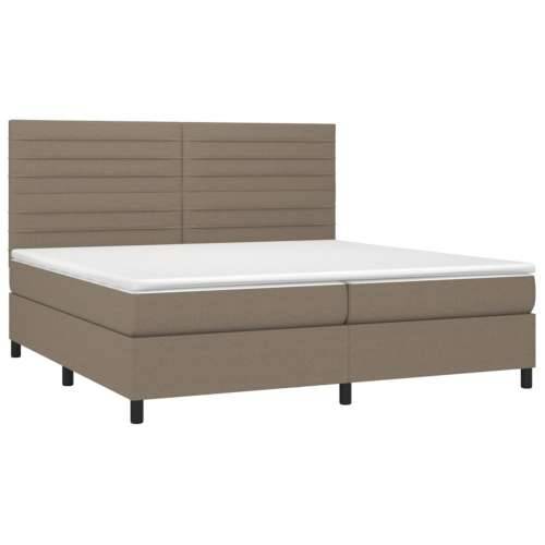 Krevet box spring s madracem LED smeđesivi 200x200 cm tkanina - Sivo-smeđa 200 x 200 cm vodoravne pruge Cijena