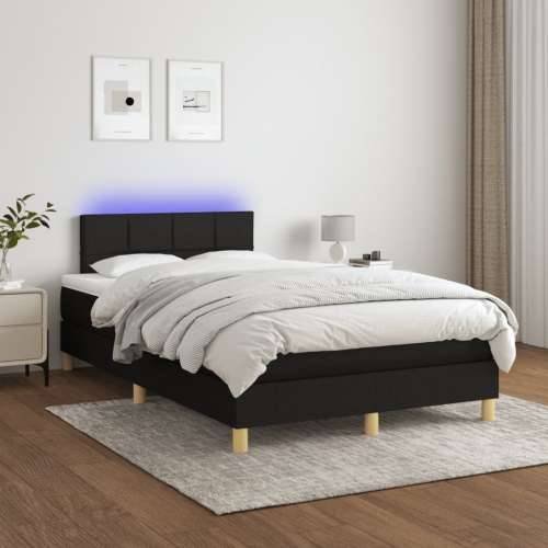 Krevet box spring s madracem LED crni 120 x 200 cm od tkanine - Crna 120 x 200 cm Blok s kvadratima Cijena