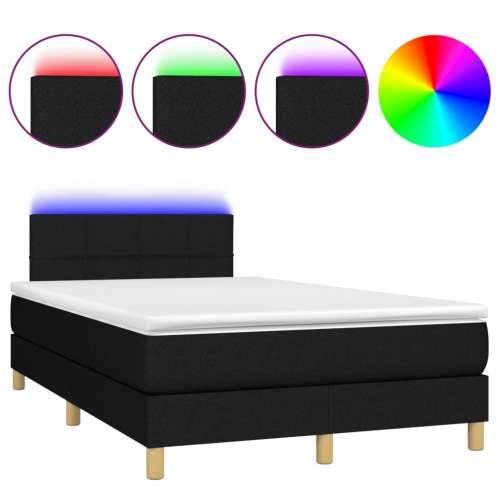 Krevet box spring s madracem LED crni 120 x 200 cm od tkanine - Crna 120 x 200 cm Blok s kvadratima Cijena