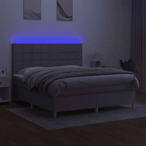 Krevet box spring s madracem LED svjetlosivi 180x200 cm tkanina - Svjetlosiva 180 x 200 cm vodoravne pruge Cijena
