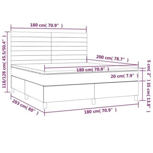 Krevet box spring s madracem LED svjetlosivi 180x200 cm tkanina - Svjetlosiva 180 x 200 cm vodoravne pruge Cijena