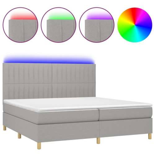 Krevet box spring s madracem LED svjetlosivi 200x200 cm tkanina - Svjetlosiva 200 x 200 cm Okomite pruge Cijena