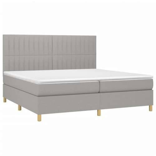 Krevet box spring s madracem LED svjetlosivi 200x200 cm tkanina - Svjetlosiva 200 x 200 cm Okomite pruge Cijena