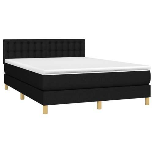 Krevet box spring s madracem LED crni 140x200 cm od tkanine - Crna 140 x 200 cm gumbi Cijena