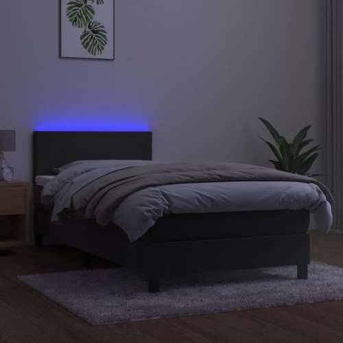 Krevet box spring s madracem LED tamnosivi 90x200 cm baršun - Tamno siva 90 x 200 cm Gladak dizajn Cijena