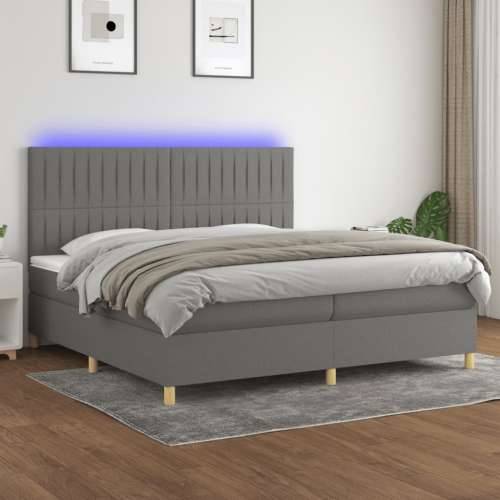 Krevet box spring s madracem LED tamnosivi 200x200 cm tkanina - Tamno siva 200 x 200 cm Okomite pruge Cijena