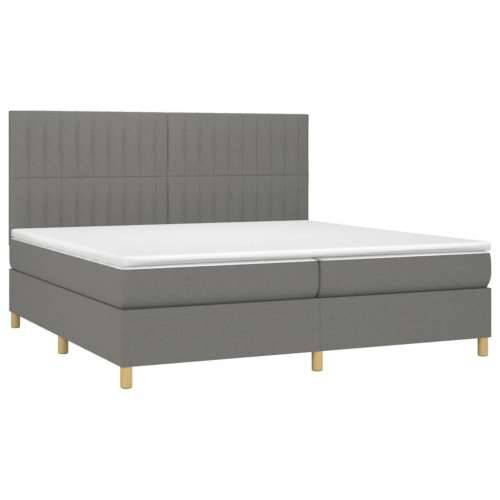 Krevet box spring s madracem LED tamnosivi 200x200 cm tkanina - Tamno siva 200 x 200 cm Okomite pruge Cijena