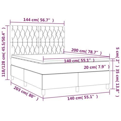 Krevet box spring s madracem LED krem 140x200 cm od tkanine - Krema 140 x 200 cm Dizajn s gumbima Cijena
