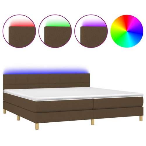 Krevet box spring s madracem LED tamnosmeđi 200x200 cm tkanina - Tamno smeđa 200 x 200 cm Blok s kvadratima Cijena