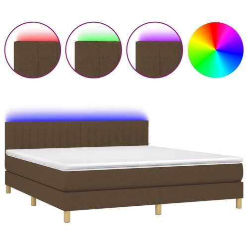 Krevet box spring s madracem LED tamnosmeđi 180x200 cm tkanina - Tamno smeđa 180 x 200 cm Okomite pruge Cijena