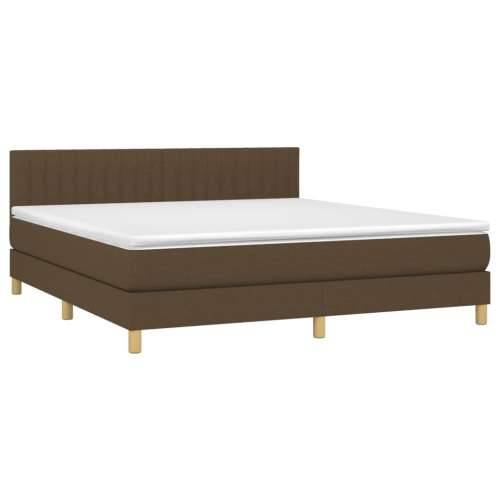 Krevet box spring s madracem LED tamnosmeđi 180x200 cm tkanina - Tamno smeđa 180 x 200 cm Okomite pruge Cijena
