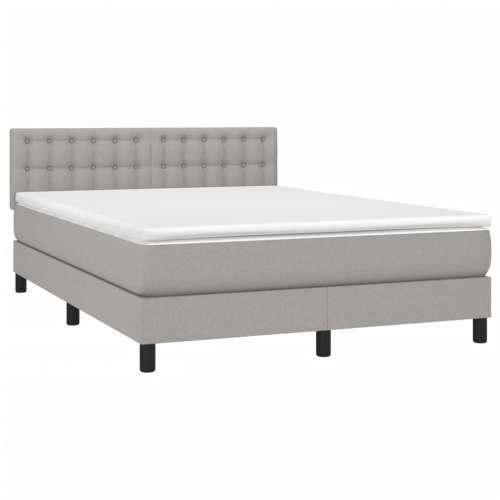 Krevet box spring s madracem LED svjetlosivi 140x190 cm tkanina - Svjetlosiva 140 x 190 cm gumbi Cijena