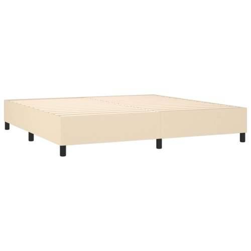 Krevet box spring s madracem LED krem 200x200 cm od tkanine - Krema 200 x 200 cm Blok s kvadratima Cijena