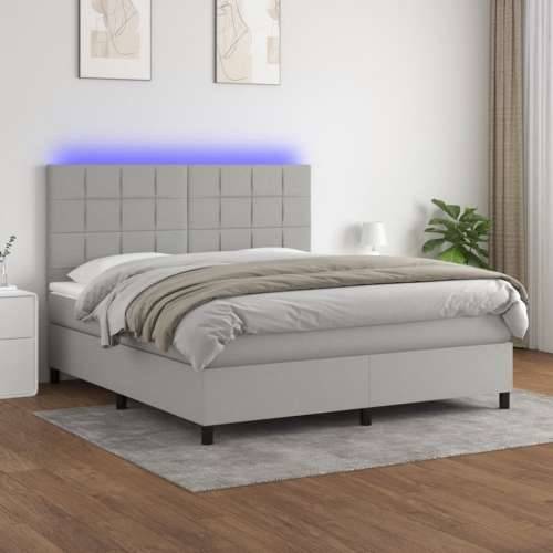 Krevet box spring s madracem LED svjetlosivi 180x200 cm tkanina - Svjetlosiva 180 x 200 cm Blok s kvadratima Cijena