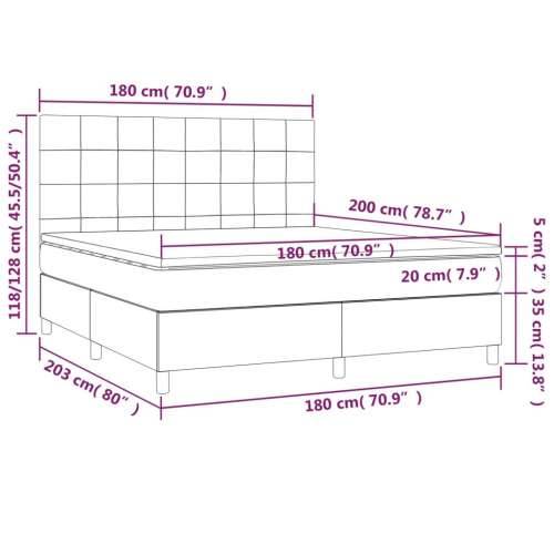 Krevet box spring s madracem LED svjetlosivi 180x200 cm tkanina - Svjetlosiva 180 x 200 cm Blok s kvadratima Cijena