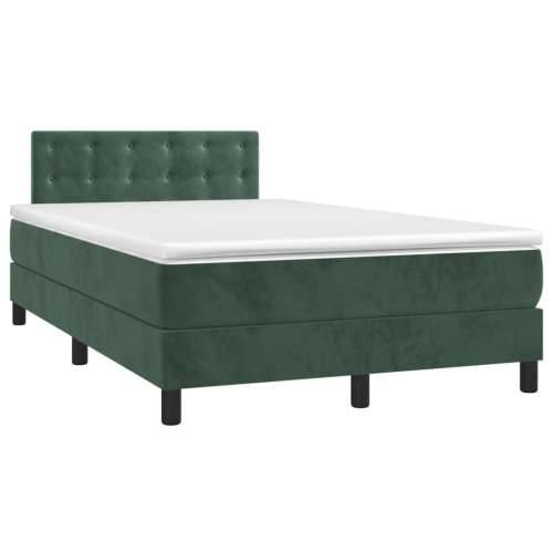 Krevet box spring s madracem LED tamnozeleni 120x200 cm baršun - Tamnozelena 120 x 200 cm gumbi Cijena