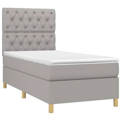 Krevet box spring s madracem LED svjetlosivi 80x200 cm tkanina - Svjetlosiva 80 x 200 cm Dizajn s gumbima Cijena