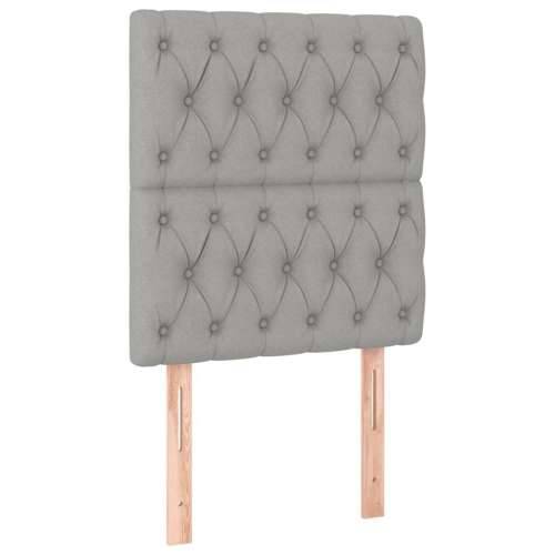 Krevet box spring s madracem LED svjetlosivi 80x200 cm tkanina - Svjetlosiva 80 x 200 cm Dizajn s gumbima Cijena