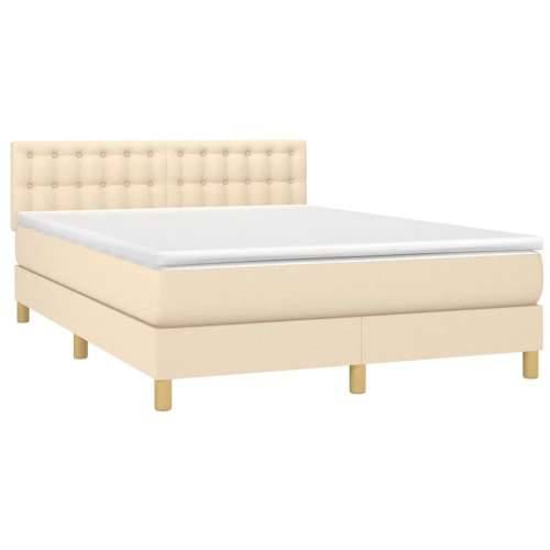 Krevet box spring s madracem LED krem 140x200 cm od tkanine - Krema 140 x 200 cm gumbi Cijena