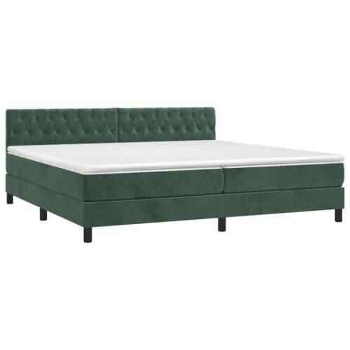 Krevet box spring s madracem LED tamnozeleni 200x200 cm baršun - Tamnozelena 200 x 200 cm Dizajn s gumbima Cijena