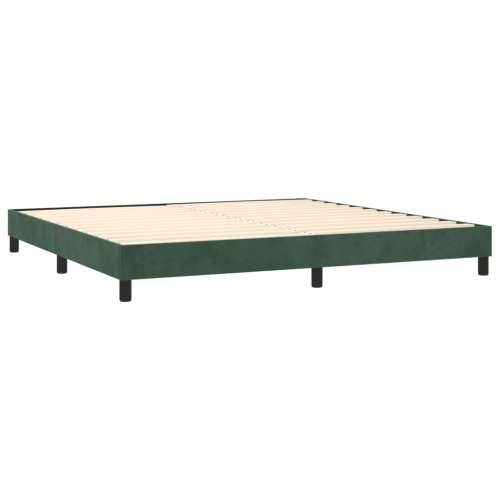 Krevet box spring s madracem LED tamnozeleni 200x200 cm baršun - Tamnozelena 200 x 200 cm Dizajn s gumbima Cijena