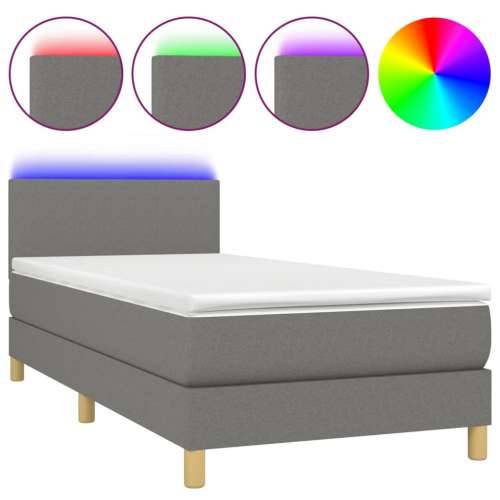 Krevet box spring s madracem LED tamnosivi 80 x 200 cm tkanina - Tamno siva 80 x 200 cm Gladak dizajn Cijena
