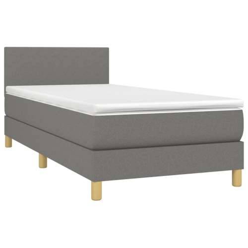 Krevet box spring s madracem LED tamnosivi 80 x 200 cm tkanina - Tamno siva 80 x 200 cm Gladak dizajn Cijena