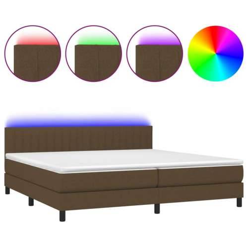 Krevet box spring s madracem LED tamnosmeđi 200x200 cm tkanina - Tamno smeđa 200 x 200 cm Okomite pruge Cijena