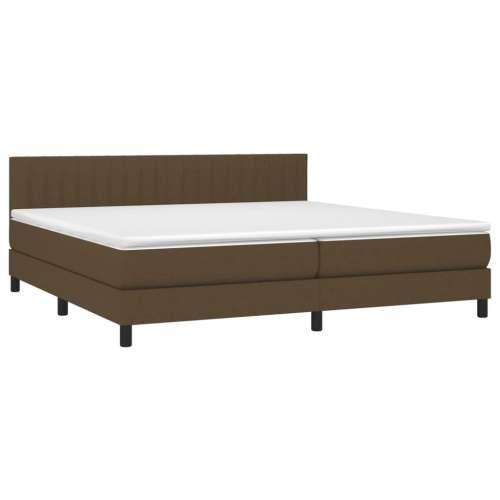 Krevet box spring s madracem LED tamnosmeđi 200x200 cm tkanina - Tamno smeđa 200 x 200 cm Okomite pruge Cijena