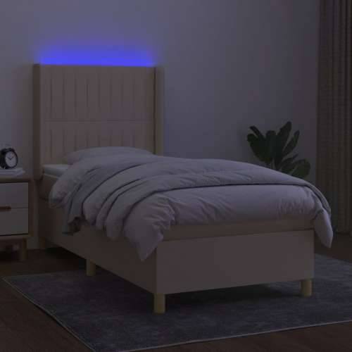 Krevet box spring s madracem LED krem 80 x 200 cm od tkanine - Krema 80 x 200 cm Okomite pruge Cijena