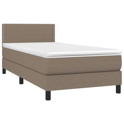 Krevet box spring s madracem LED smeđesivi 100x200 cm tkanina - Sivo-smeđa 100 x 200 cm Obično s čavlima Cijena